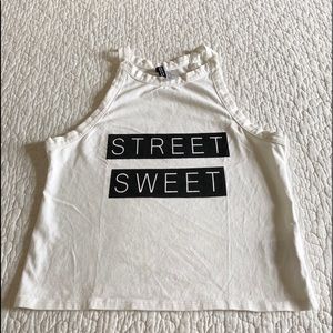 “Street Sweet” white tank crop top